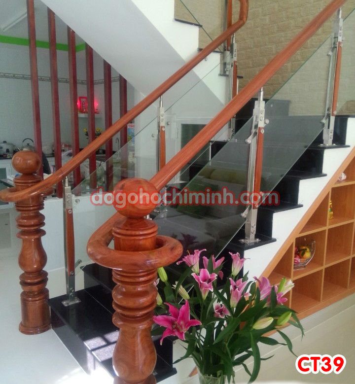 Cầu thang gỗ đẹp giá rẻ CT39